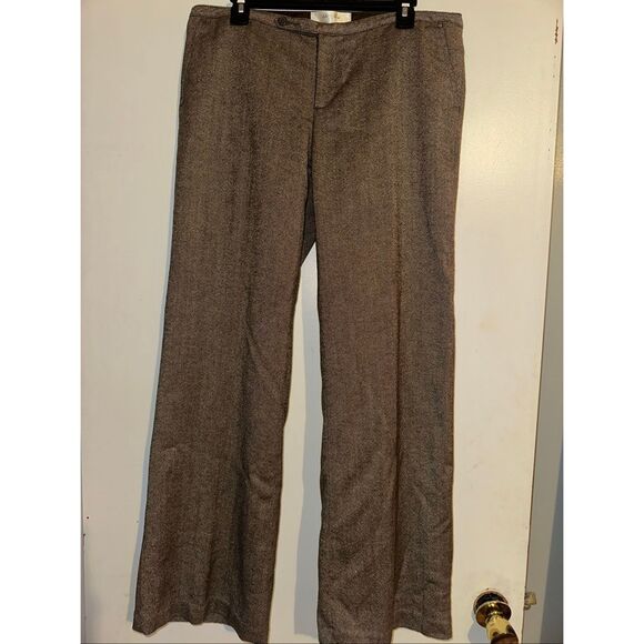 NWOT Old Navy Herringbone li ed Dress Pants Wool Blend Wide Leg Brown Size 12 Lo - Picture 3 of 10